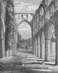 Chœur, regardant vers le nord, abbaye de Rievaulx, vers 1880, 1897