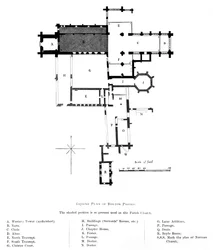 Plan au sol du prieuré de Bolton, 1897