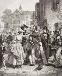 La presse saisissant un batelier à Tower Hill le matin de son mariage, tiré de 