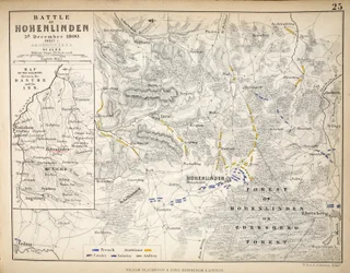 Carte de la bataille de Hohenlinden, publiée par William Blackwood and Sons, Édimbourg et Londres, 1848