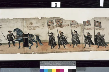 (détail) de La procession funéraire de Huntly, dit avoir été utilisé pour les obsèques de George 1er, marquis de Huntly
