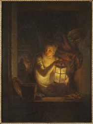 Une femme avec une lanterne
