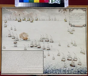 La bataille navale de Tendra en mer Noire les 8 et 9 septembre 1790. Épisode de la guerre russo-turque (1787-1792). Œuvre d