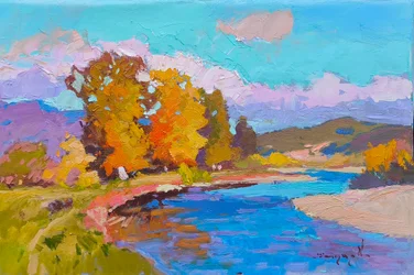 Paysage fluvial automnal