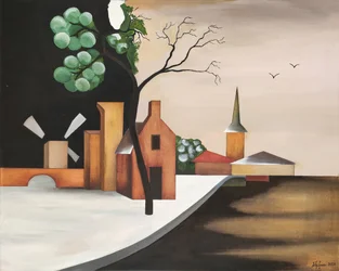 Paysage de village abstrait