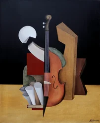 Nature morte géométrique au violoncelle
