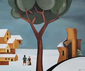 Un village paisible en hiver