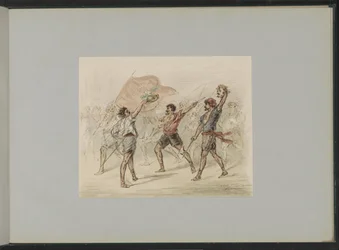 Homme avec une tête coupée dans une foule