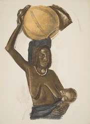 Femme Arabe Ouled Gopo avec son enfant (Fort Lamy)