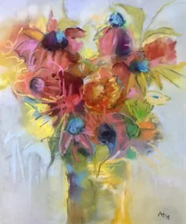 Bouquet abstrait aux couleurs vives