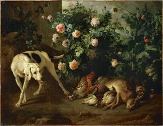 Chien gardant du gibier aupres d