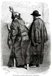 Juifs priant devant le mur de Salomon, à Jérusalem