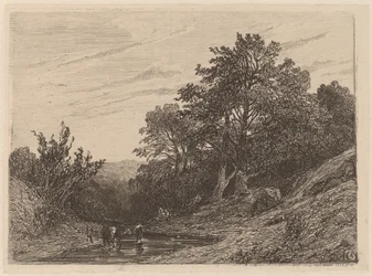 Troupeau dans un Ruisseau