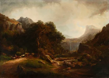 Paysage montagneux avec cascade