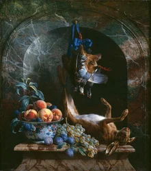 Nature morte avec gibier mort dans une niche en marbre, 1706