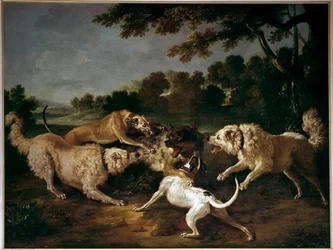 La chasse au loup, peinture de François Desportes (1661-1743)
