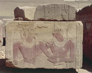 Égypte, Karnak, relief peint d