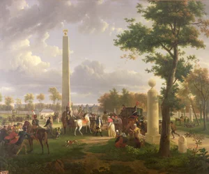 Rencontre entre Napoléon Ier (1769-1821) et le pape Pie VII (1742-1823) dans la forêt de Fontainebleau en 1804, 1808