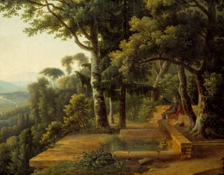 Le philosophe Jean-Jacques Rousseau méditant en 1770 dans le Parc de la Rochecordon près de Lyon (détail)