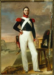 French: Marin Burty, marchand de nouveautés, en tenue de grenadier