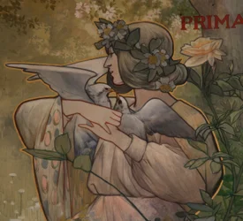 Détail de panneaux décoratifs des quatre saisons : printemps