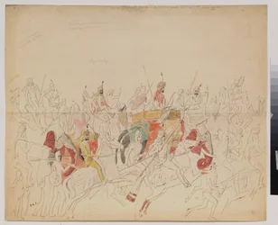 Le Maharaja Sher Singh (1807-1843) du Punjab et sa cour