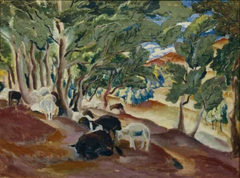 Korolkovskiye Dachas. Moutons au bord de la forêt, 1918