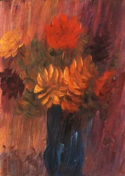 Grande nature morte : Dahlia rouge et jaune