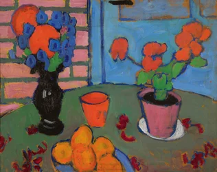 Nature morte avec des fleurs et des oranges