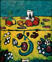 Nature morte avec couverture colorée