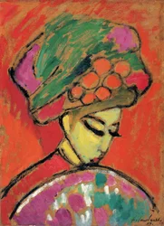 Jeune fille avec un chapeau fleuri