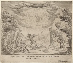 Lucifer et les démons fuyant Saint Michel