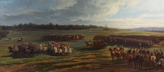 Revue de la division de cavalerie de la Garde de Longchamp par Napoléon III et François-Joseph Ier d