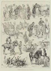 Croquis de la course de poneys de polo à Hurlingham