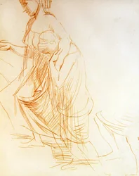 Étude de deux figures, une debout et une agenouillée, vers 1850