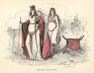 Clotilde, reine des Francs, en tenue de cérémonie, 5ème siècle