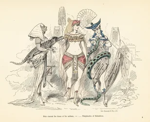 Salammbô et la femme de Potiphar en tenues exotiques, Carthage, 3e siècle