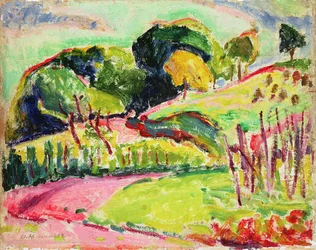 Paysage avec collines