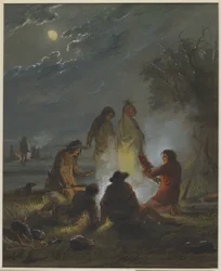 Feu de camp, préparation du dîner