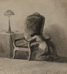 Jeune fille agenouillée sur l