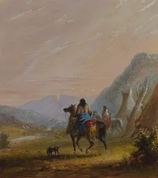 Des femmes indiennes à cheval aux abords de Cut Rocks