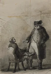 Samuel Johnson et Thomas Davies dans une librairie (d