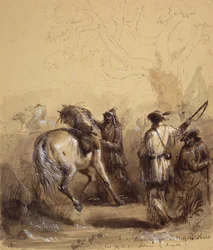 Sir W.D.S., Antoine et Auguste ou Préparation pour une chasse au bison, vers 1837