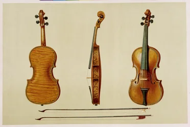 Le violon Hellier fabriqué par Antonio Stradivarius (vers 1644-1737) en 1679, extrait de « Instruments de musique »
