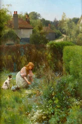 Cueillette de fleurs sauvages dans la haie, 1895