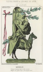 Le Laurier: Caricature de Garibaldi - ill. du 15/02/1871 dans "Fleurs, Fruits et Légumes du Jour"
