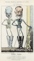 Le Myosotis: Caricature de Clément Thomas - ill. du 03/02/1871 dans "Fleurs, Fruits et Légumes du Jour"