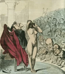 La nouvelle Phryné, selon une peinture de Gérôme, Phryné serait la République dévoilée. Dans « L