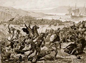 La grande bataille de Brunanburh, 937, illustration tirée de «Hutchinson