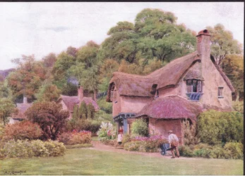 Maisons de charité, Selworthy Green, Somerset, de The Cottages and the Village Life of Rural England publié par Dent & Sons Limited